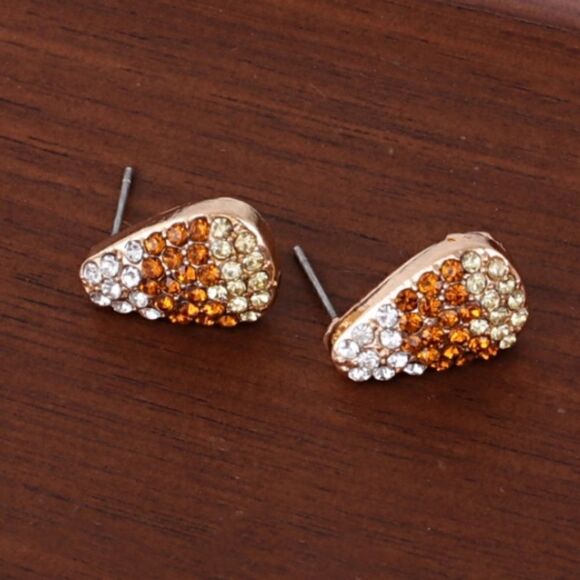 New CANDY CORN rhinestone Stud Earrings AUTUMN FALL HALLOWEEN - Picture 3 of 7
